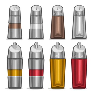 Vektör çizim Set cam Shakers tuz ve biber için