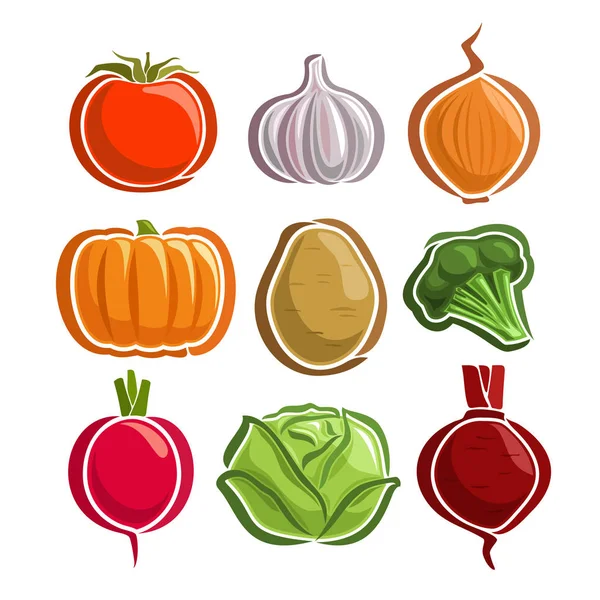 Ensemble vectoriel Légumes Logo simple — Image vectorielle