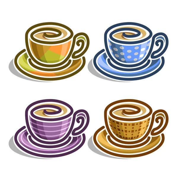 Set vettoriale tazze di caffè astratte — Vettoriale Stock
