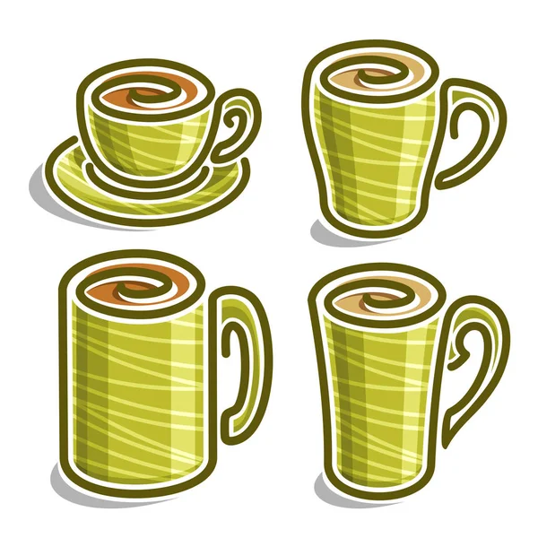 Ensemble vectoriel icônes abstraites tasse de thé — Image vectorielle