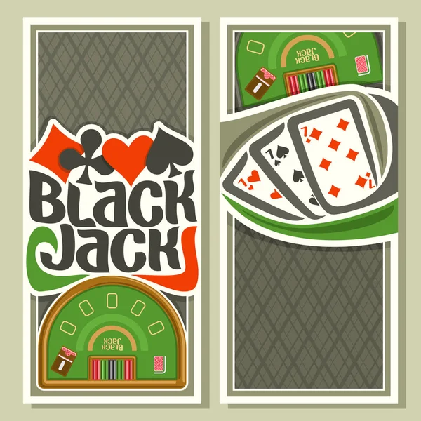 Bandeiras verticais vetoriais de Black Jack para texto —  Vetores de Stock