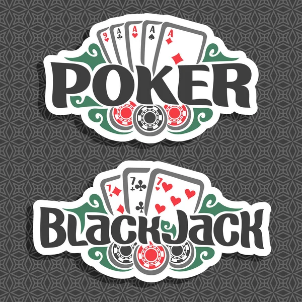 Vector logo, Poker en Black Jack — Stockvector