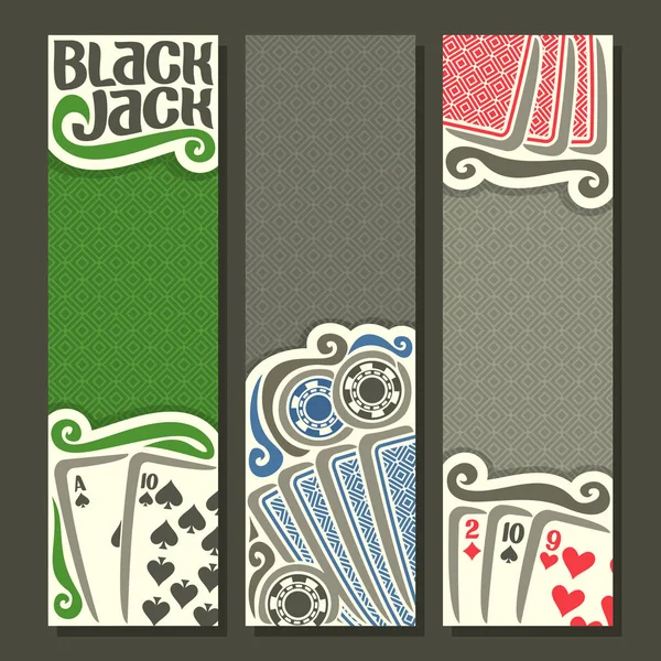 ベクトル垂直バナー テキストのブラック ジャック — ストックベクタ
