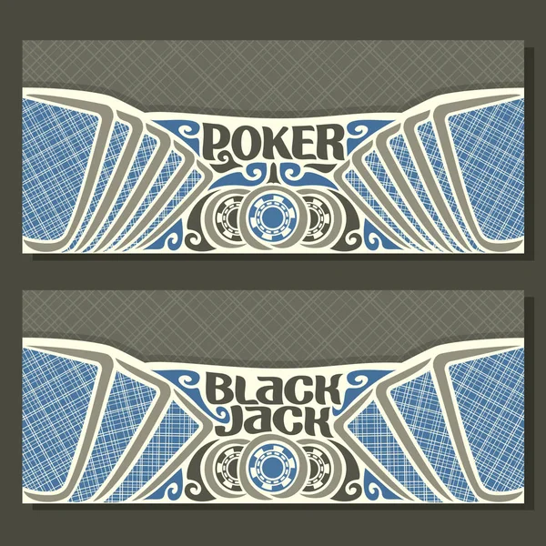 Bandeiras horizontais vetoriais para Black Jack e Poker — Vetor de Stock