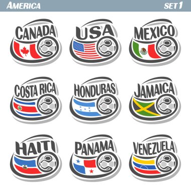 Vektör bayrakları Amerikan Milli takımlar Icons set