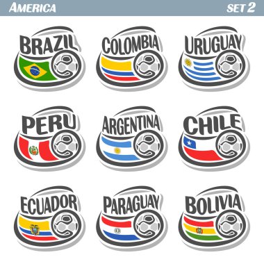 Vektör bayrakları Amerikan Milli takımlar Icons set