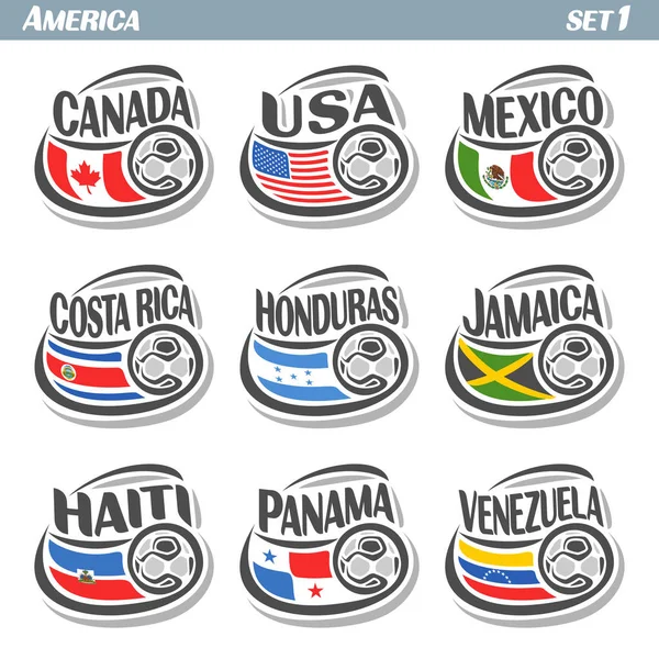 Conjunto de ícones vetoriais de bandeiras Equipes Nacionais Americanas —  Vetores de Stock