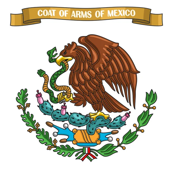 Ilustración vectorial sobre tema Escudo Mexicano de Armas — Archivo Imágenes Vectoriales