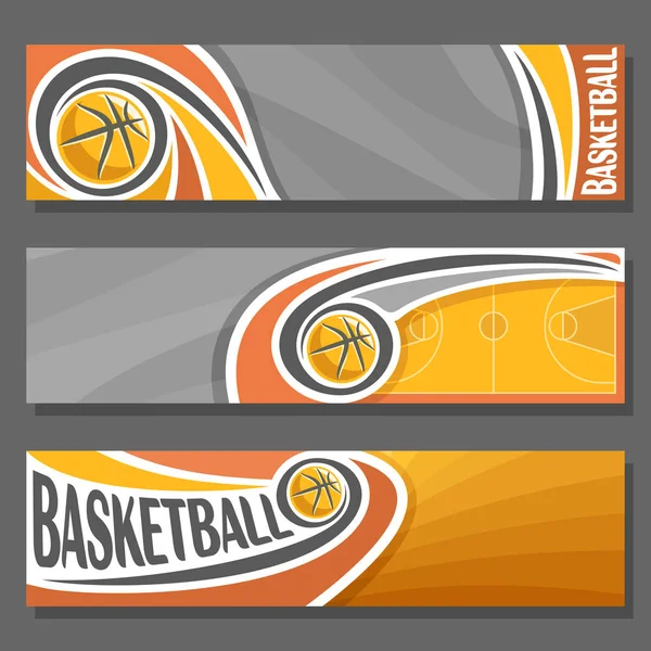 Banners horizontales vectoriales para baloncesto — Vector de stock