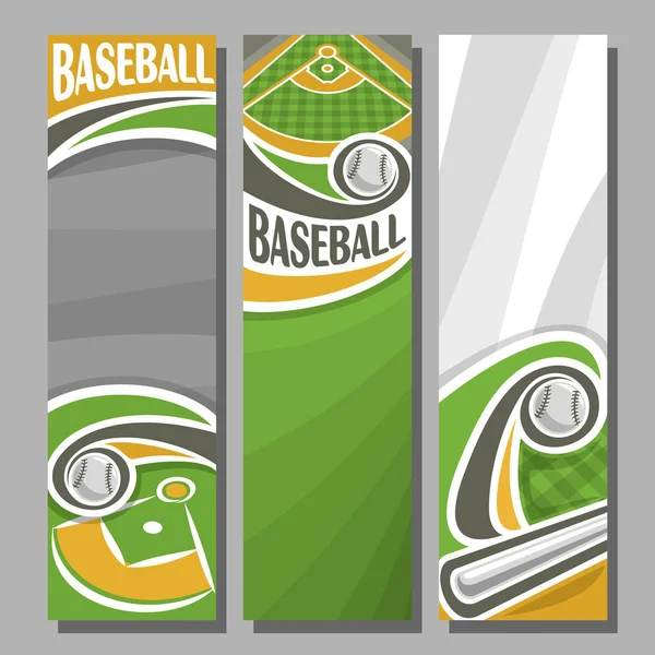 Banners verticais vetoriais para beisebol — Vetor de Stock