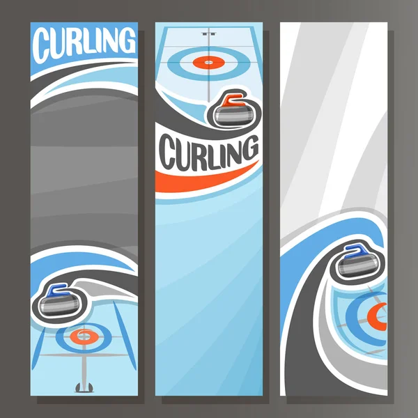 Pionowe banery wektor do curlingu — Wektor stockowy