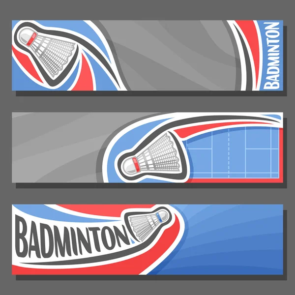 Banners horizontales vectoriales para bádminton — Vector de stock