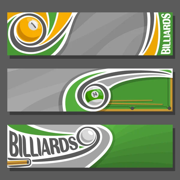 Vector horizontal Banners for Billiards — Stock Vector