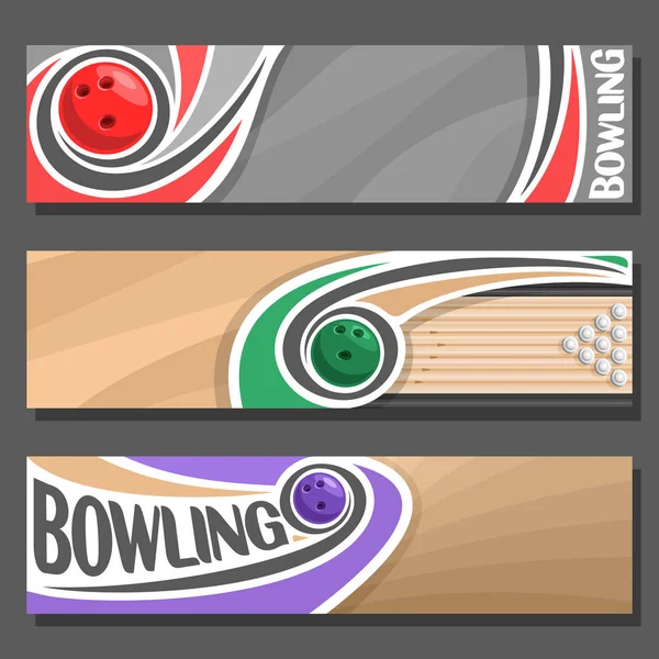 Vektor horizontální bannery pro Bowling — Stockový vektor