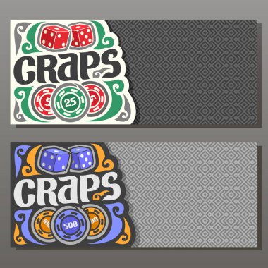 Vektör yatay Banner Craps için kumar
