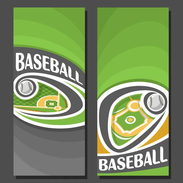 Banners verticales vectoriales para béisbol — Vector de stock