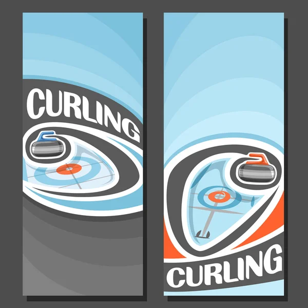 Vektor svislé bannery pro Curling hra — Stockový vektor