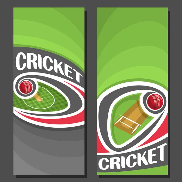 Bannières verticales vectorielles pour le jeu de cricket — Image vectorielle