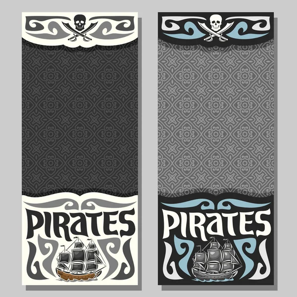 Bandeiras verticais vetoriais para tema pirata — Vetor de Stock
