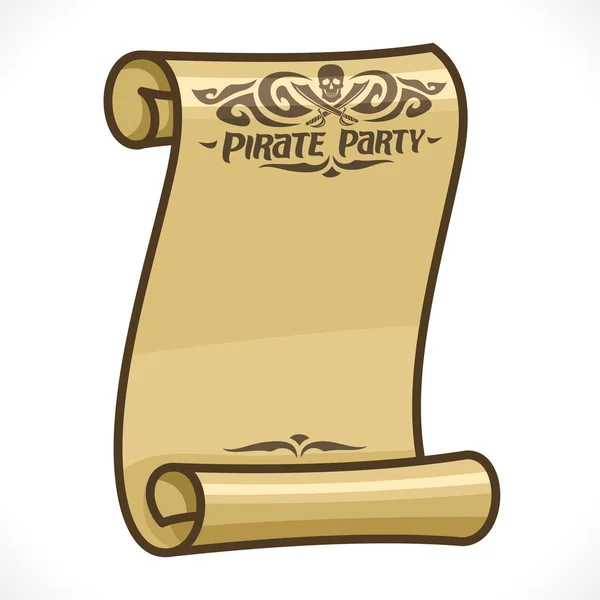 Immagine vettoriale del rotolo di pergamena per il tema Pirate Party — Vettoriale Stock