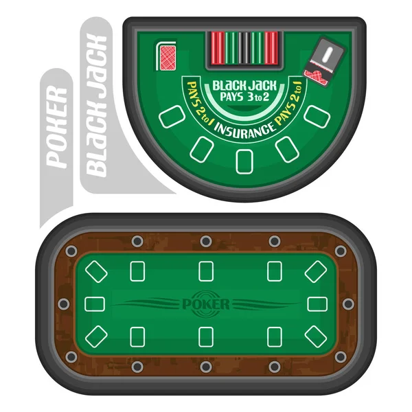 Imágenes vectoriales de mesas de póquer y blackjack — Archivo Imágenes Vectoriales
