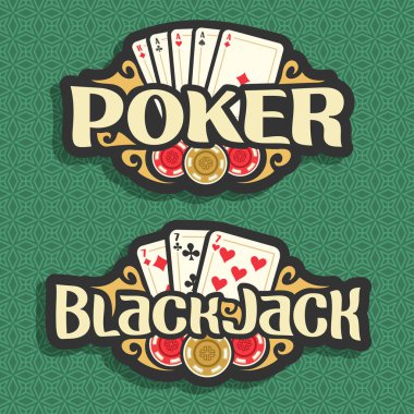 Vektör logo Poker ve Black Jack