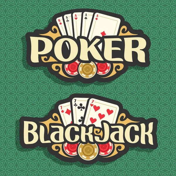 Vektor logotypen Poker och Black Jack — Stock vektor