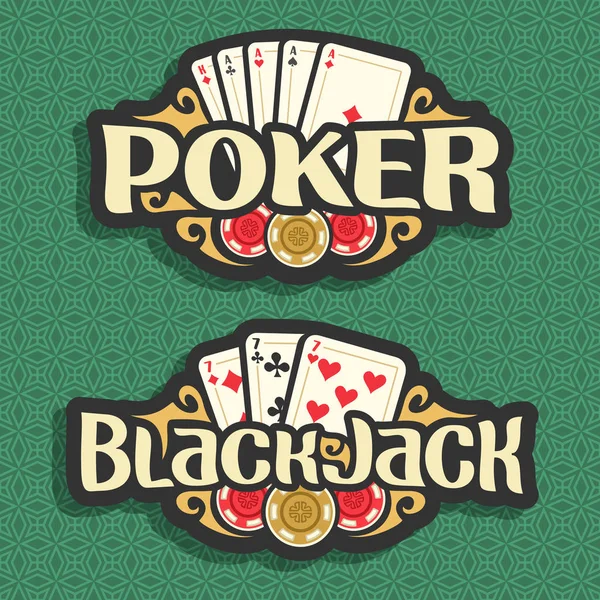 Logotipo de vetor Poker e Black Jack —  Vetores de Stock