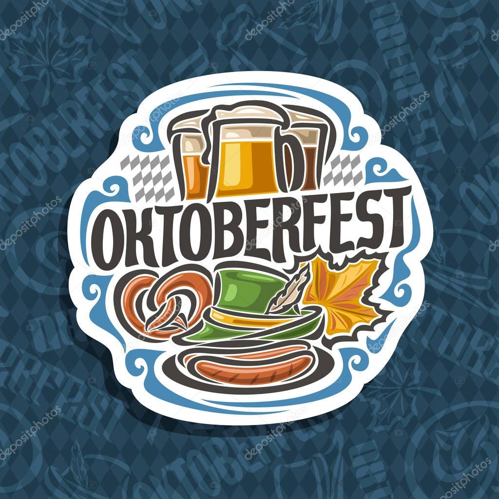 Vector logo for Oktoberfest on blue harlequin pattern