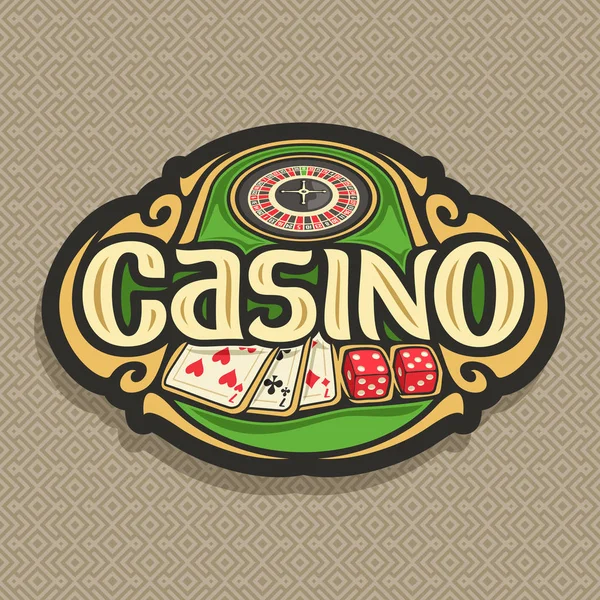 Logotipo vectorial para club de Casino sobre fondo marrón — Vector de stock