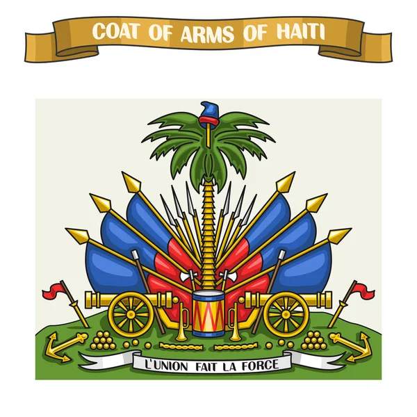 Ilustración vectorial sobre el tema Escudo de armas haitiano — Archivo Imágenes Vectoriales