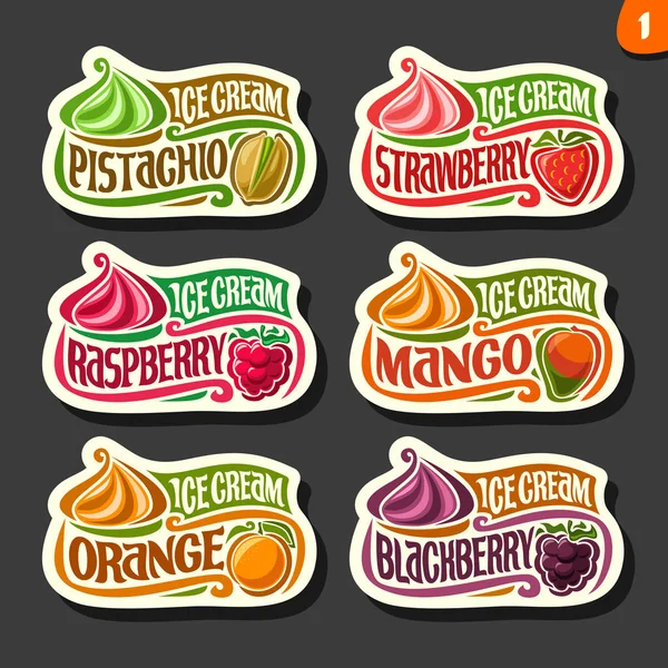 Set vectorial de etichete de înghețată de fructe — Vector de stoc