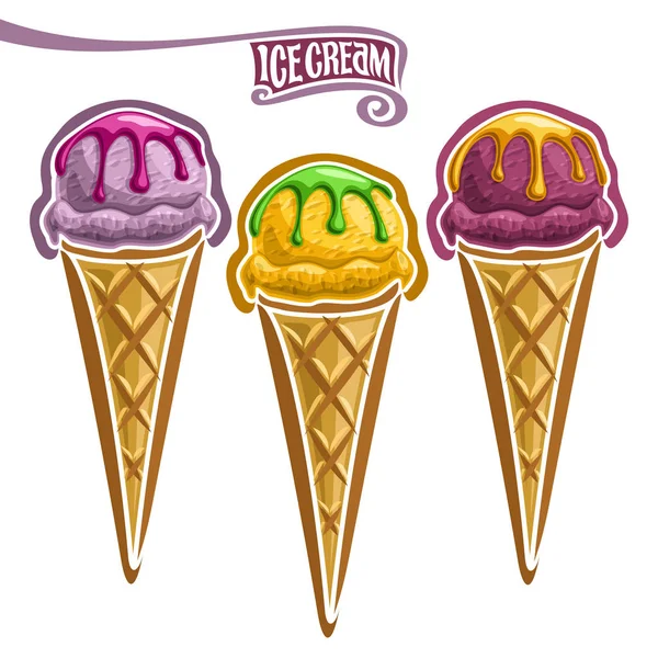 Vektör dondurma waffle koni ayarla.