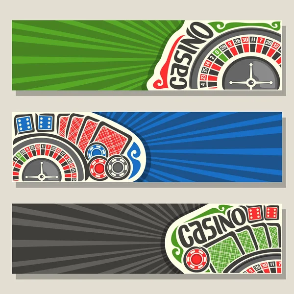 Vektor-Set von Glücksspiel-Bannern für Casino — Stockvektor
