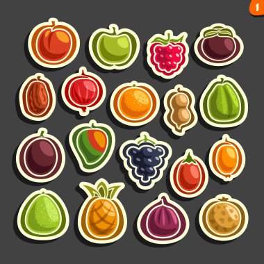 Renkli meyve ve çilek Set simgelerin vektör