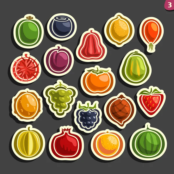 Vector Set iconen van kleurrijke vruchten en bessen — Stockvector
