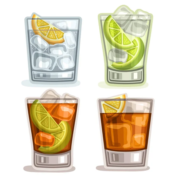 Conjunto vectorial de bebidas cortas — Vector de stock