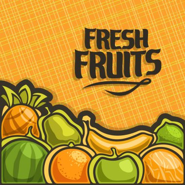 Set taze meyve için vektör poster