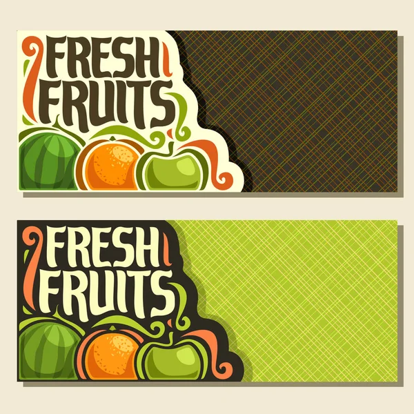 Banderas horizontales vectoriales para el set de frutas frescas — Vector de stock