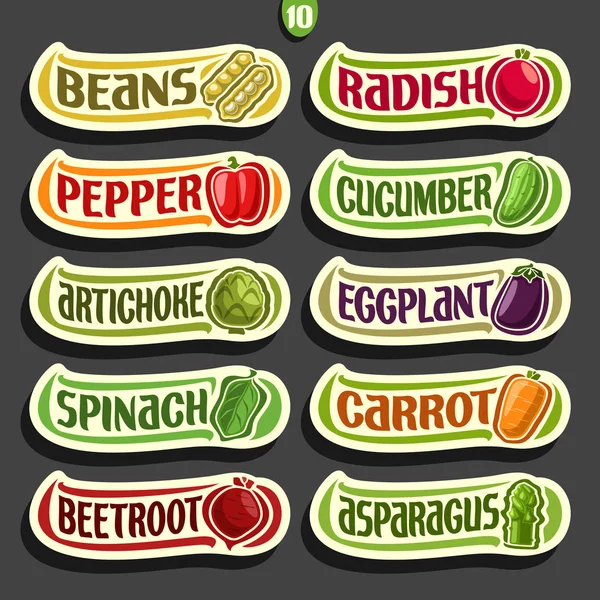 Metin taze sebze ile vektör kümesi etiketleri