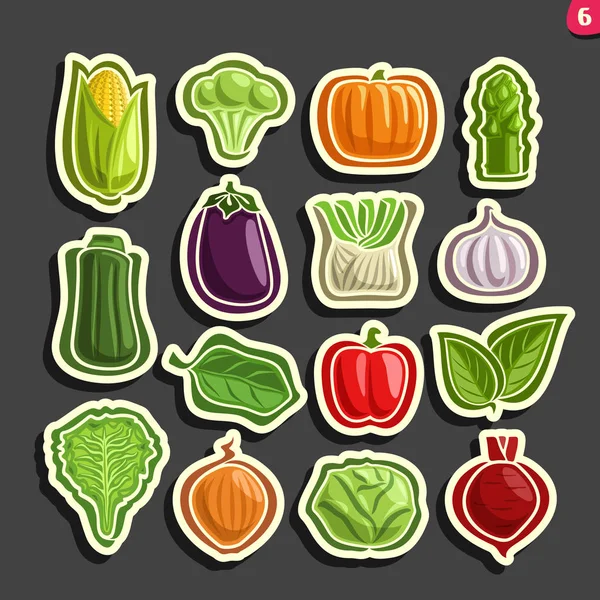 Vector Conjunto de iconos de verduras frescas — Vector de stock