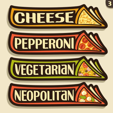 Vektör İtalyan Pizza için etiketleri ayarlama