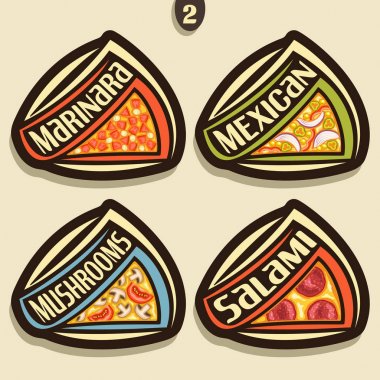 Vektör işaretleri İtalyan Pizza için ayarla.