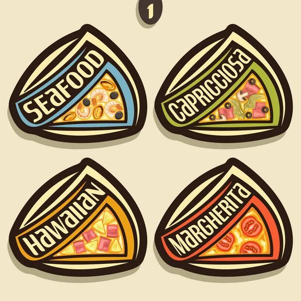 ベクトルは、イタリアのピザの標識を設定 — ストックベクタ