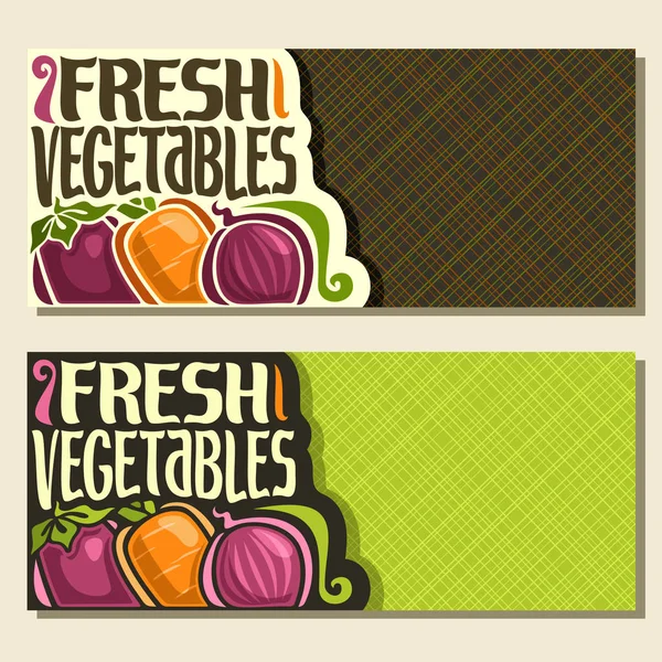 Banderas vectoriales para verduras frescas — Vector de stock