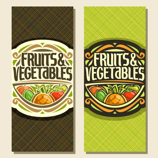 Векторные вертикальные баннеры для фруктов и овощей — стоковый вектор