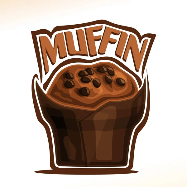 Vector Logo Chocolate Muffin Original Font Word Muffin Poster Fresh — Stock Vector