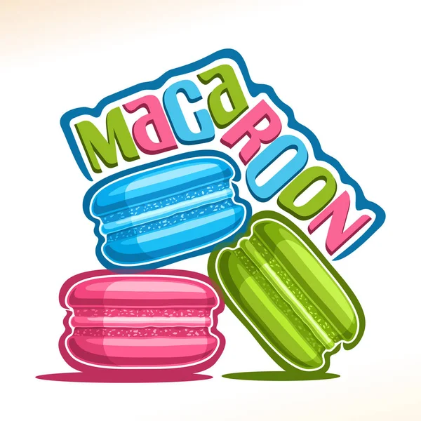 Векторный Логотип Macaroon Иллюстрация Кучи Красочных Макарон Меню Кафе Оригинальный — стоковый вектор