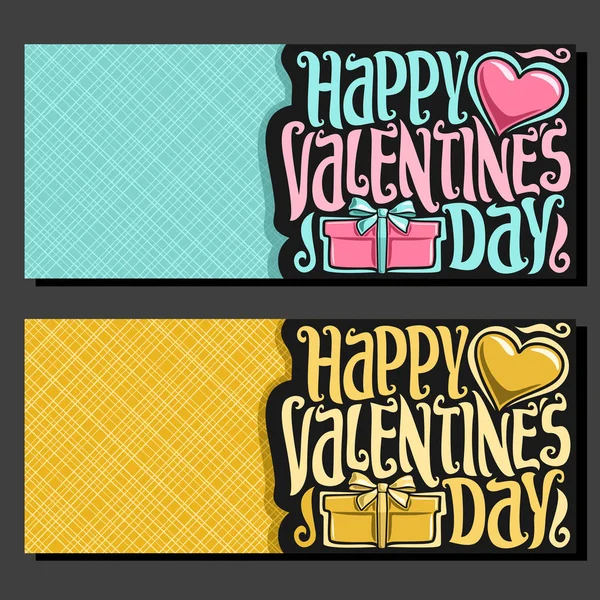 Vector Greeting Cards Valentine Day Copy Space Banners Pink Heart — Stock Vector