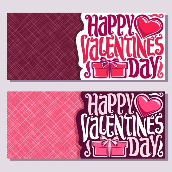 Vector Greeting Cards Valentine Day Copy Space Banners Pink Heart — Stock Vector
